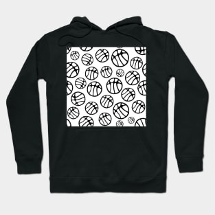 Black and White Basketball Ball Pattern Hoodie